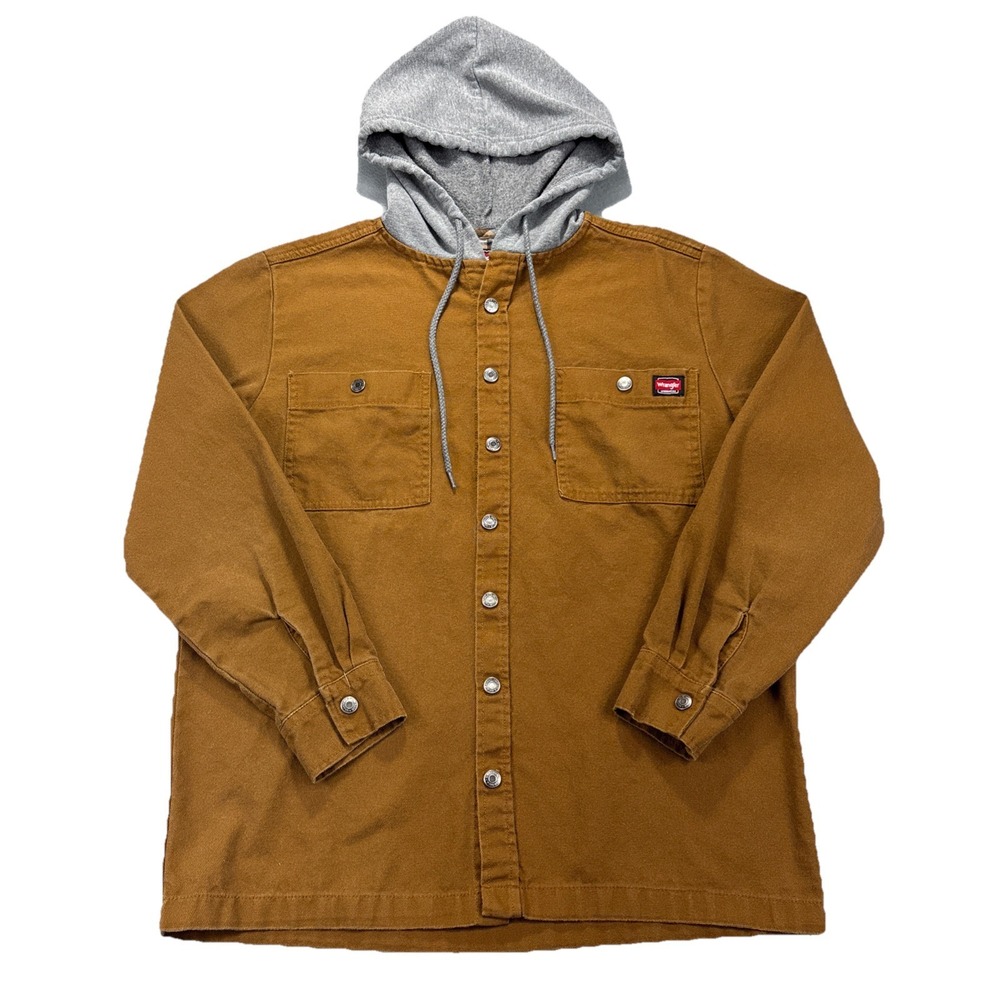 WRANGLER Workwear Jacket Mens S Camel Duck Canvas‎ Hoodie Shacket Chore Field